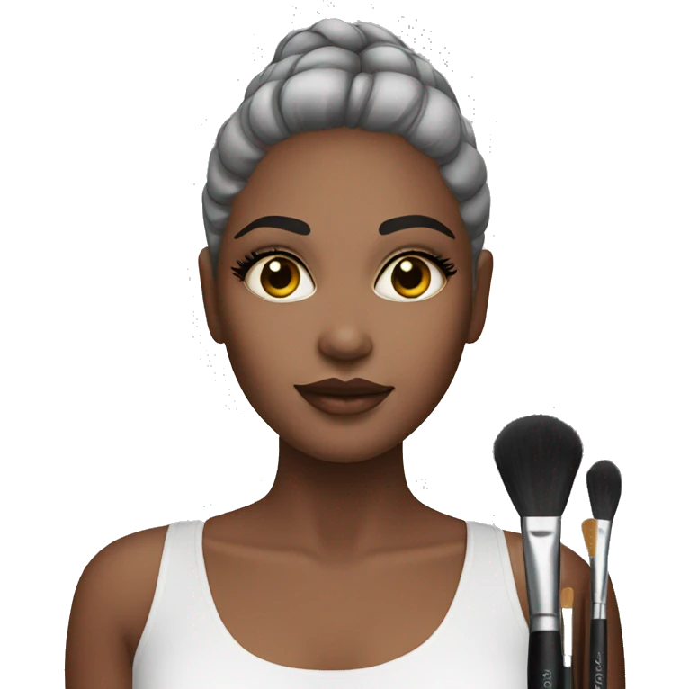 A girl with makeup brushes emoji