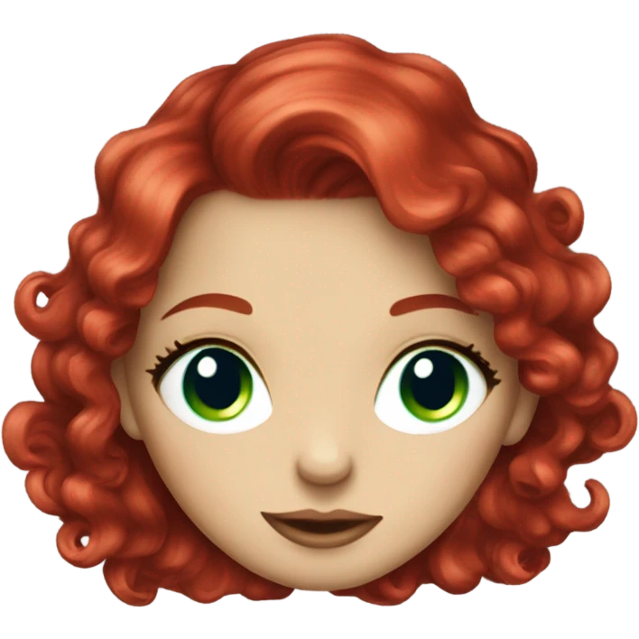 Very stylish Ruby red hair girl with blue green eyes emoji