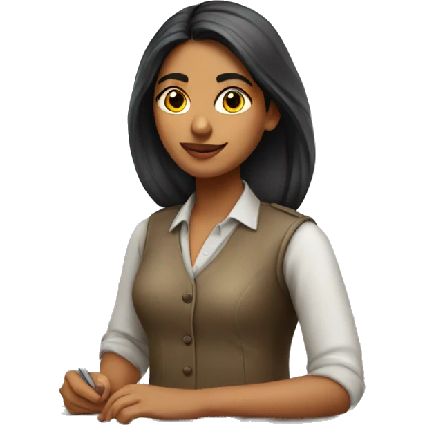 Indian girl going to work on a desk job emoji