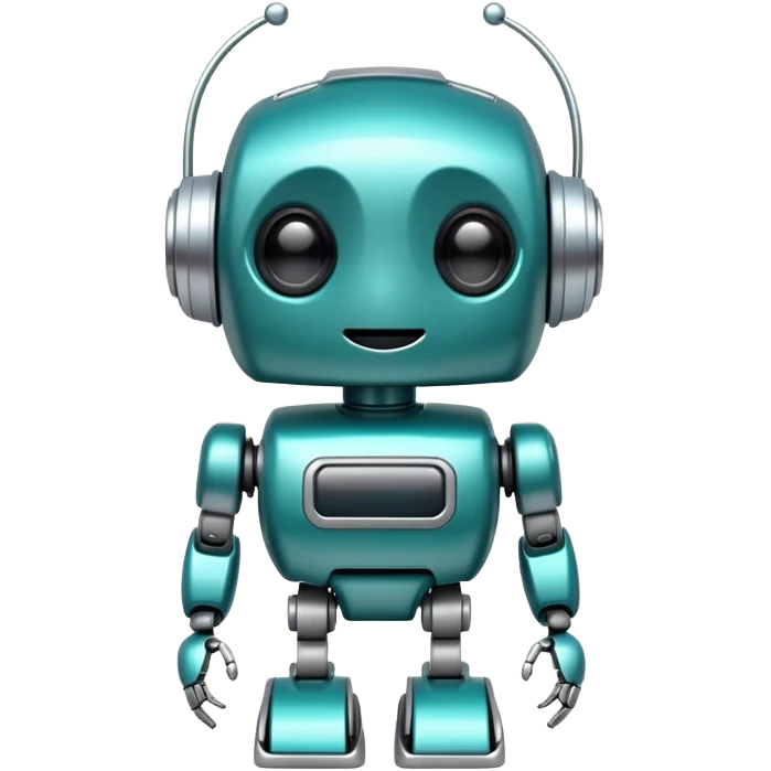 teal cute robot winking emoji