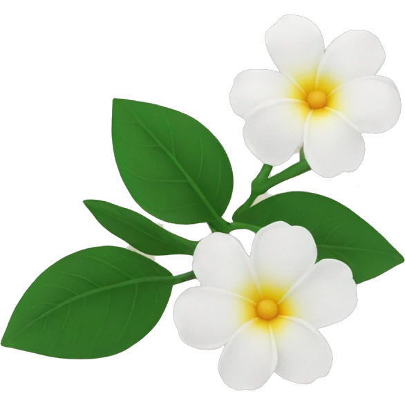 3 jasmins flowers with leafs emoji