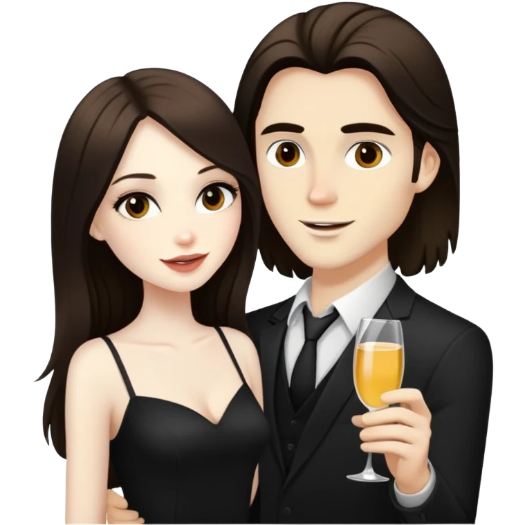 girl with long dark brown hair and pale skin flirting with blonde man at the club emoji