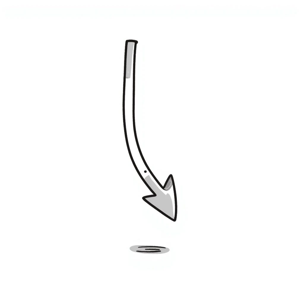Hand-drawn downward pointing arrow emoji