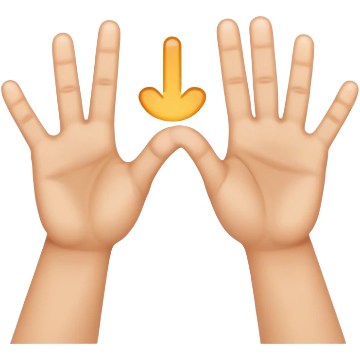 two hands with index fingertips touching, thumbs straight to form an M  emoji