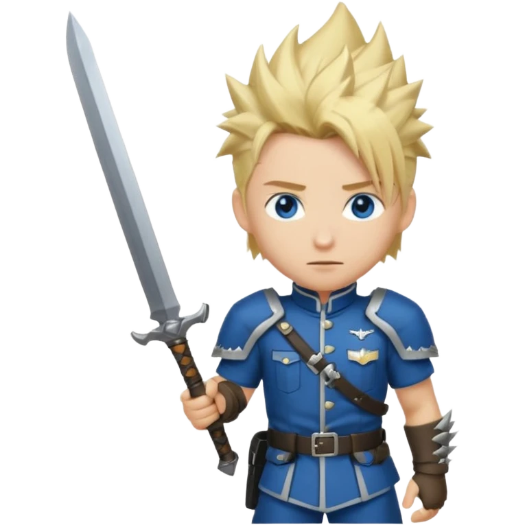 Cloud FF7 character emoji - with fenrir blade  emoji