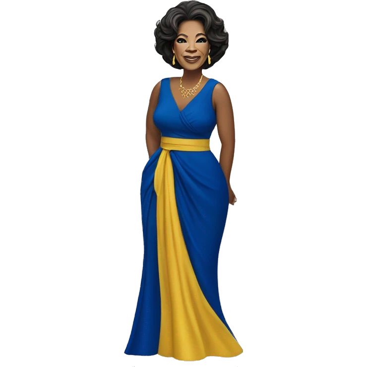 Oprah Winfrey yellow gold and royal blue dress emoji