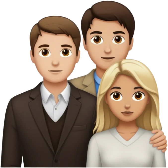 White man dark brown hair tall and short tan girl brown woth blonde hilights hair young couple  emoji