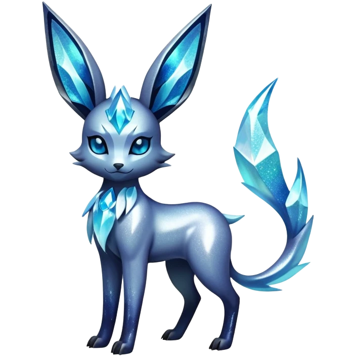 Shiny Edgy Badass Dark Gothic Glittery Ethereal Sparkly Glaceon-Amaura-Aurorus-Fakémon-hybrid-creature (full body)  emoji