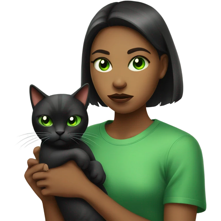 green eyed girl holding angry cat indoors emoji