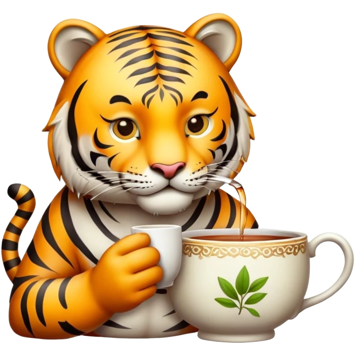 Tiger drink tea emoji