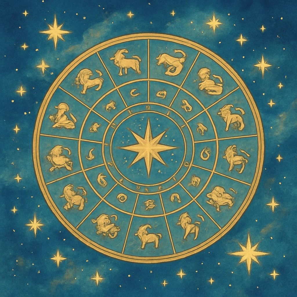 dreamy and magical astrology wheel with stars, celestial vibe emoji