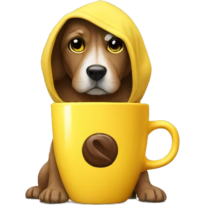 Dog coffe and yellow with hoddie emoji