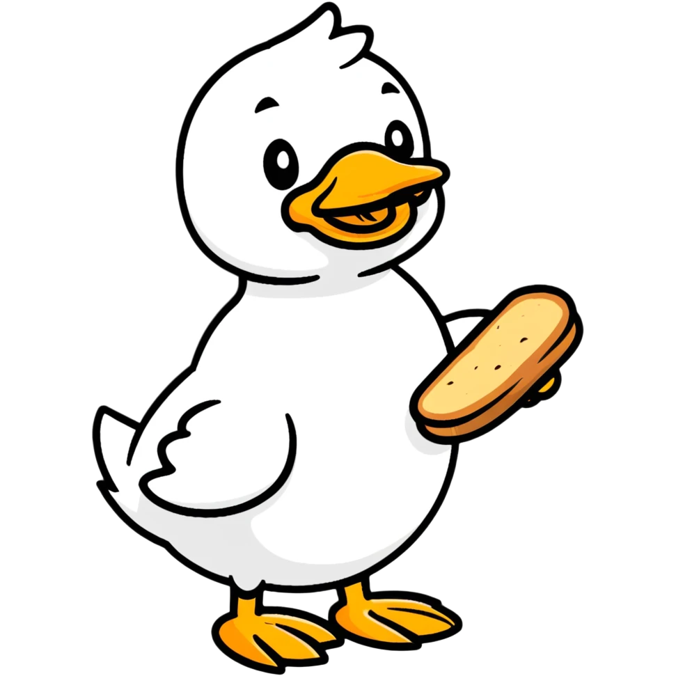 duck holding a bread loaf emoji