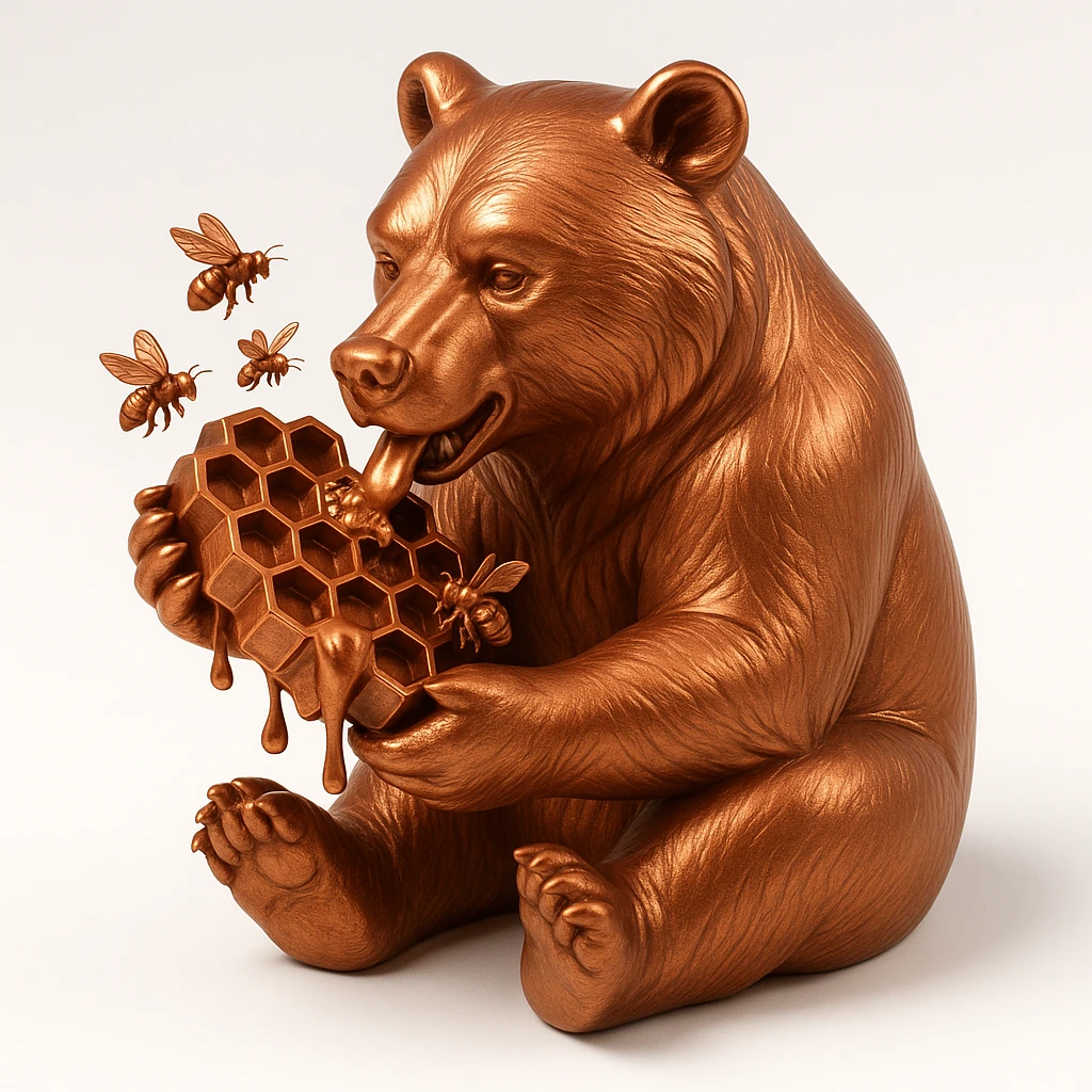 bear eating honeycomb with bees flying around emoji