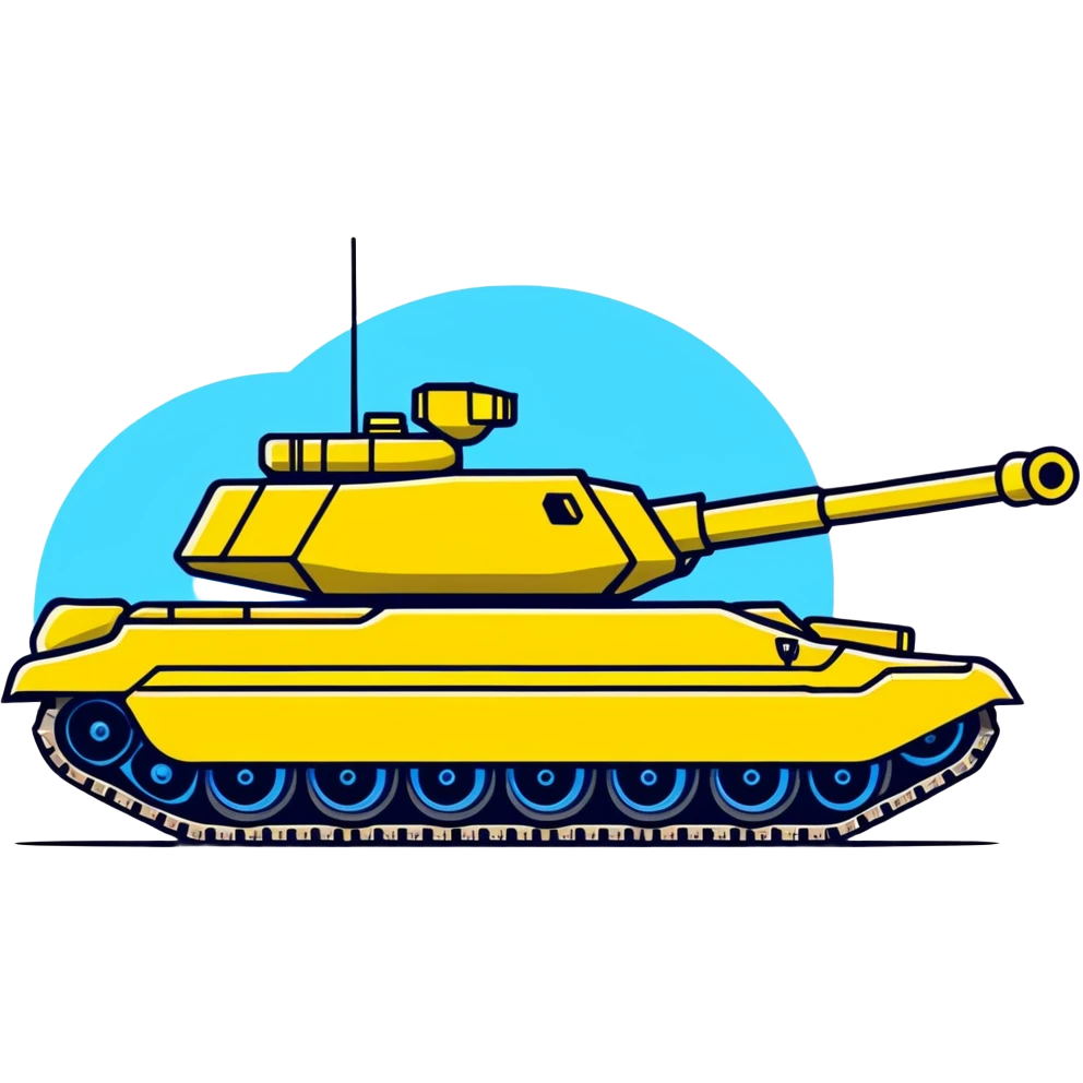 Modern Ukrainian battle tank with blue and yellow markings emoji