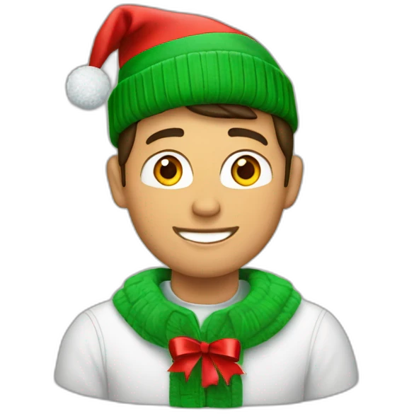 Un cristiano con un gorro de navidad emoji
