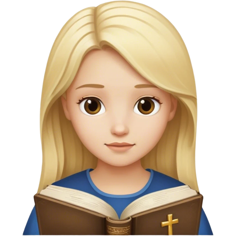 blonde girl with a bible emoji