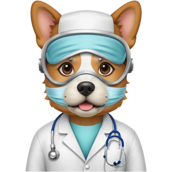 doctor dog wearing medical mask emoji
