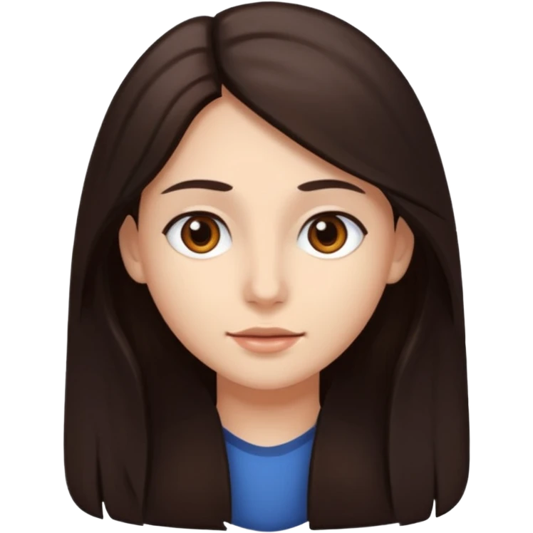 cabelo grande ,castanho escuro, pele clara, olhos castanhos,  emoji