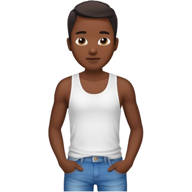 Un personnage noir avec un débardeur blanc et un jean 👖  emoji