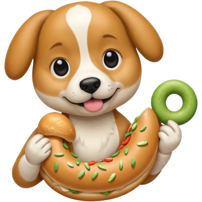 dog holding bagel emoji