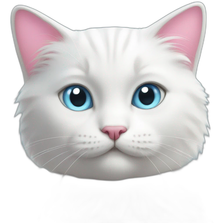 White cat with light blue eyes and pink bows on his head emoji