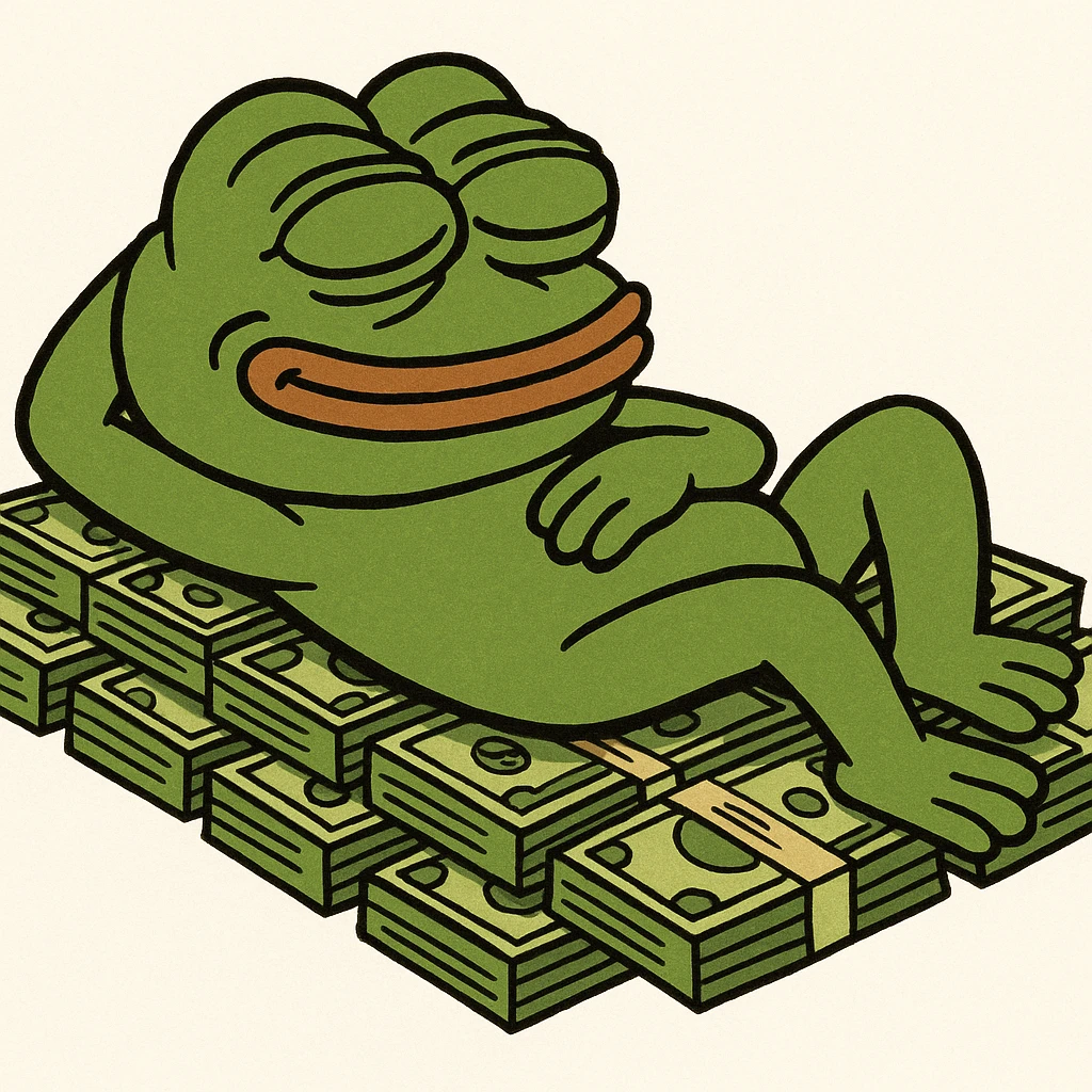 happy person napping on mattress of money emoji