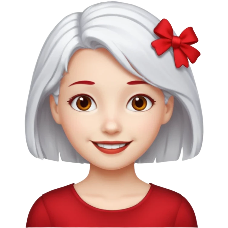  girl with white\ hair and red color hairclip emoji