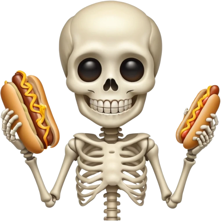 kid skeleton holding hot dog emoji