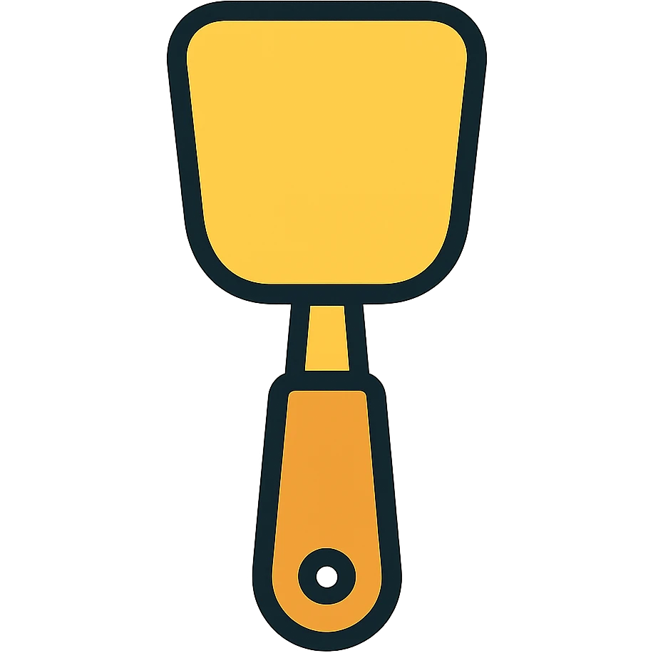 Change the image to a yellow silicone rubber spatula, keeping the color outline icon style, with no background. emoji