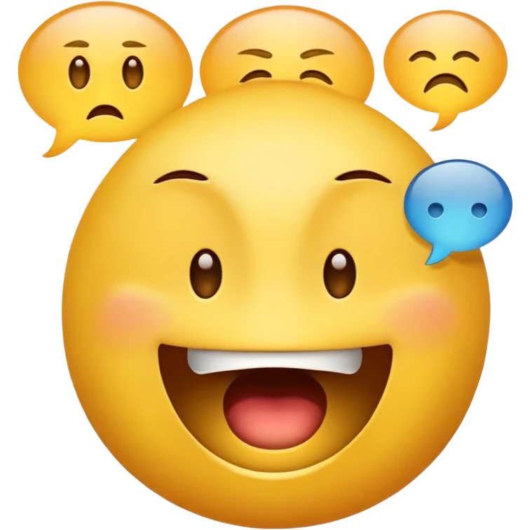 A yellow emoji face with wide open mouth mid-speech, eyes slightly rolling or annoyed, and several small speech bubbles or lines coming out from the mouth, showing nonstop talking. emoji