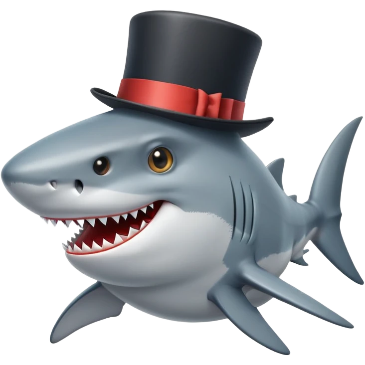Shark with a top hat emoji