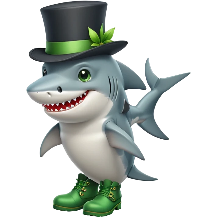 Shark with a top hat and green boots emoji
