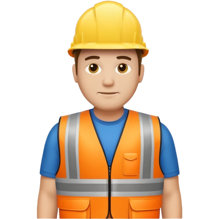 Large short man with high vis vest emoji