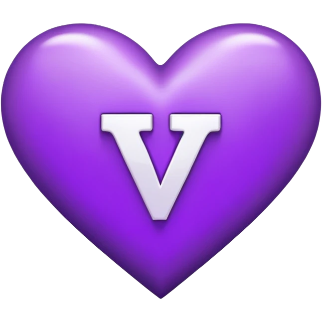 The white Letter “t” inside a Purple Heart emoji