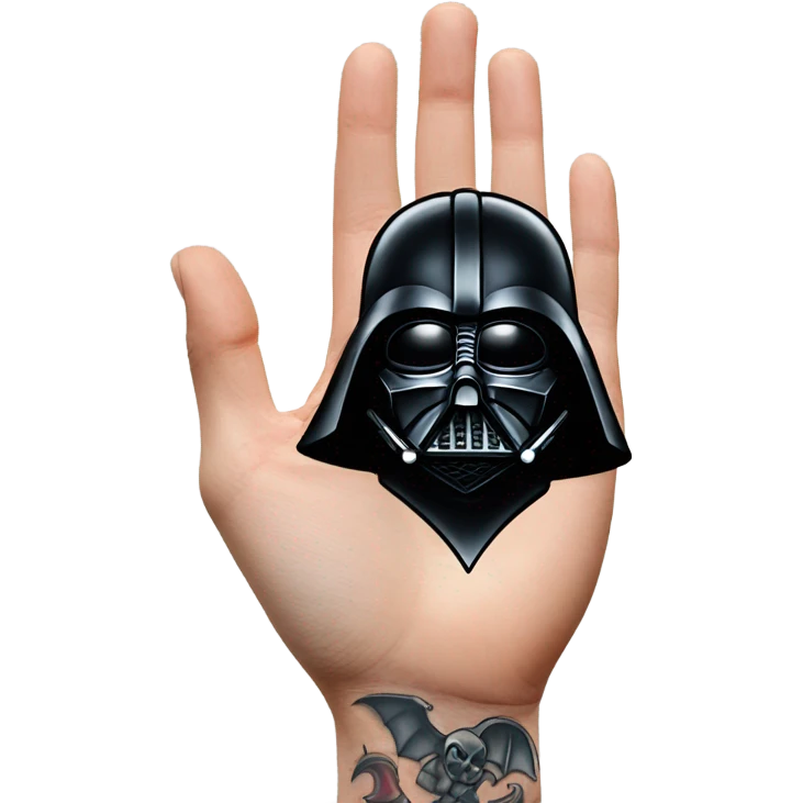 Tattooing darth vader’s head on a hand emoji