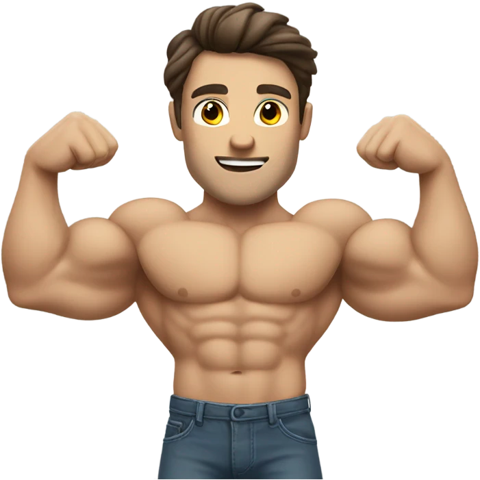 white brunette man flexing muscles emoji