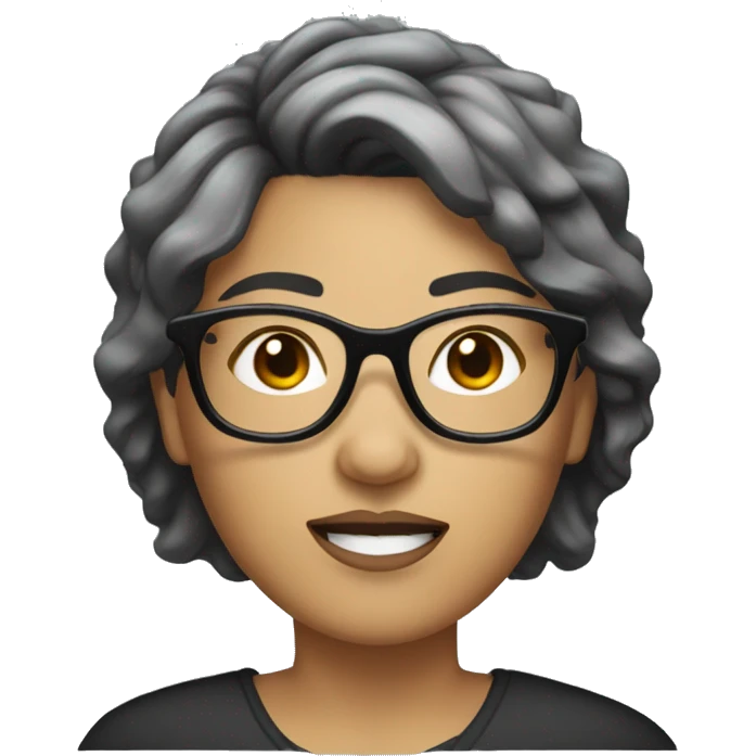 Wheaten woman with short black hair and glasses emoji
