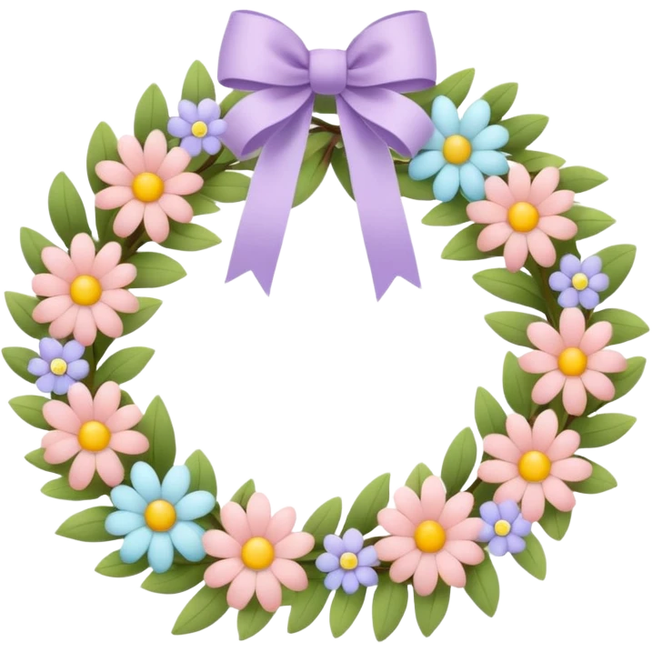 flower wreath with pastel colors, in a shape of an egg emoji
