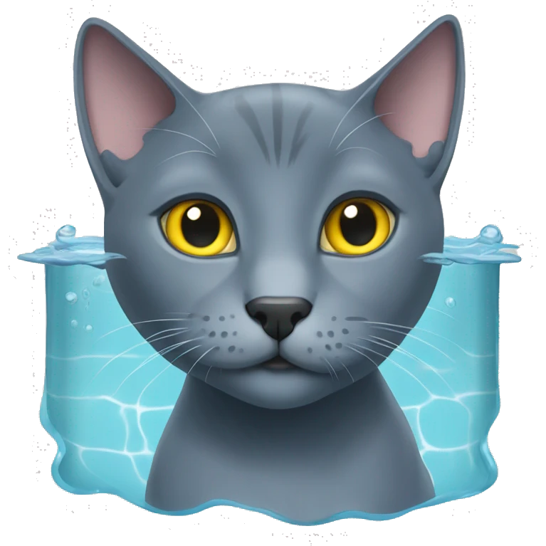 Russian blue cat in a pool emoji