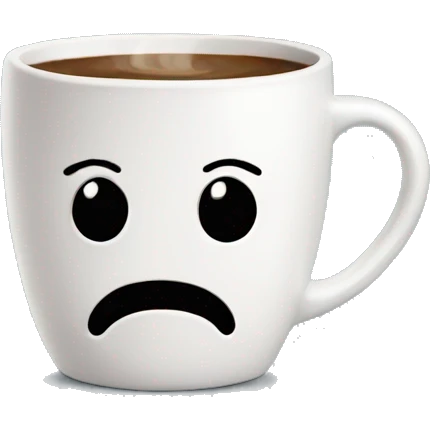 Hot coffee in a Big  mug without Face  emoji
