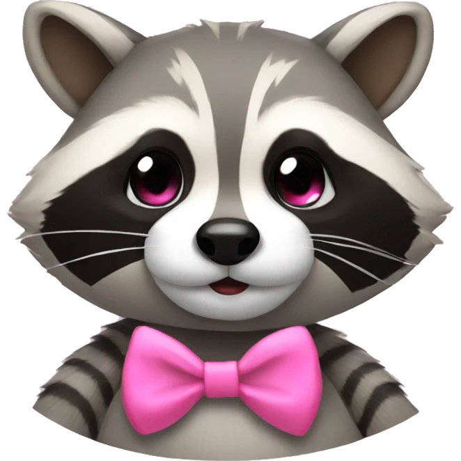 Raccoon with a pink bow emoji