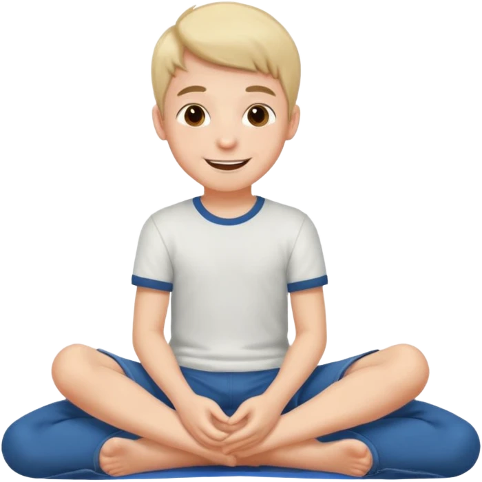 emoji- of a smiley boy sitting on the bed with legs on the floor emoji