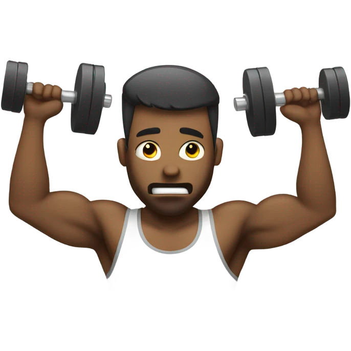 Man with dumbells tears emoji