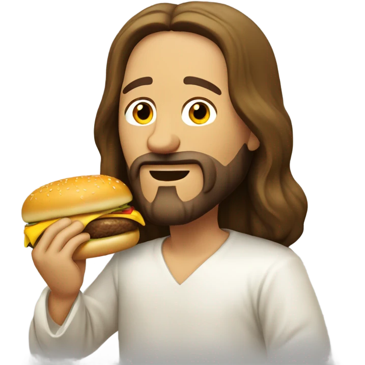 Jesus Christ taking a bite of a cheeseburger  emoji