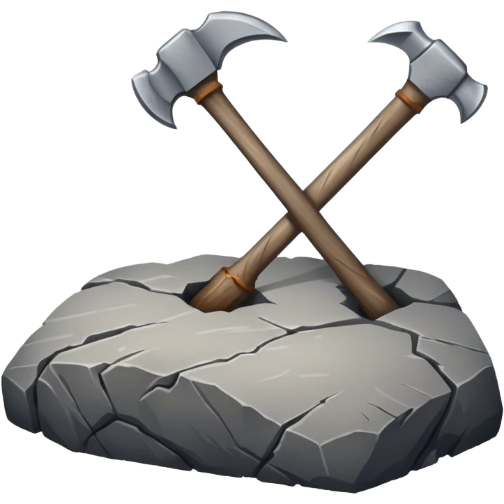 hand axe by rock emoji