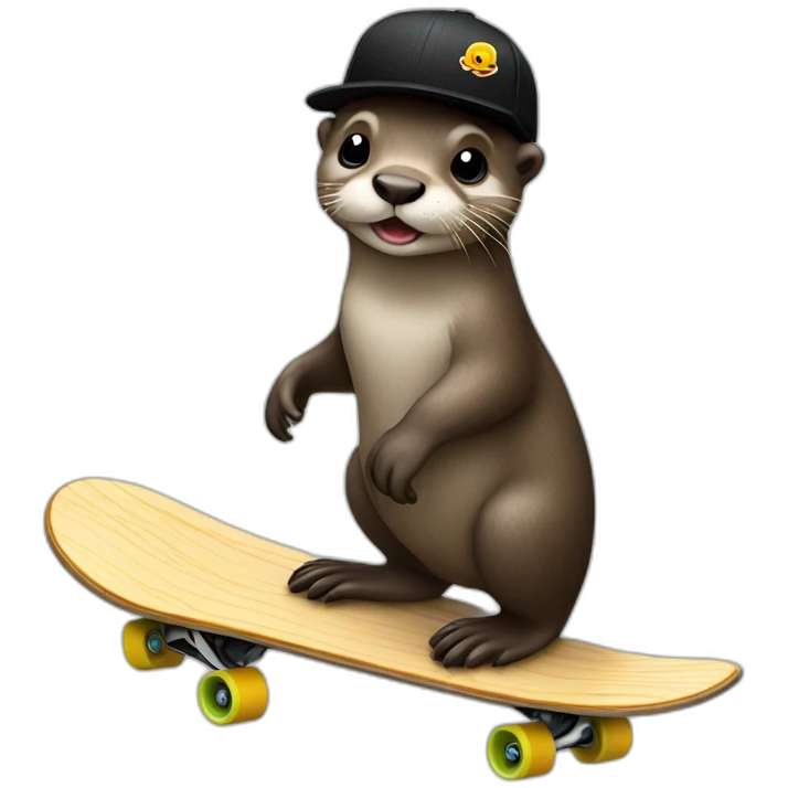 Otter with black cap and skateboards emoji