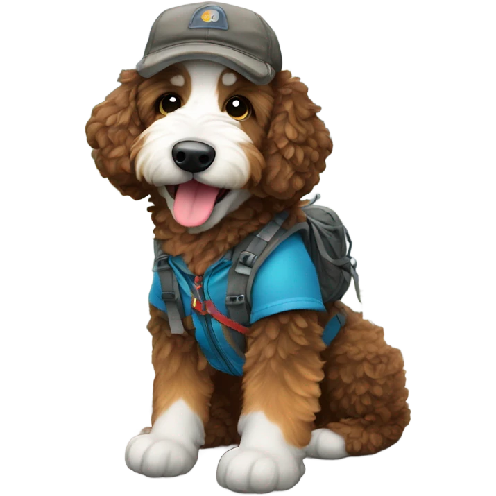Bernedoodle dressed as hiker emoji