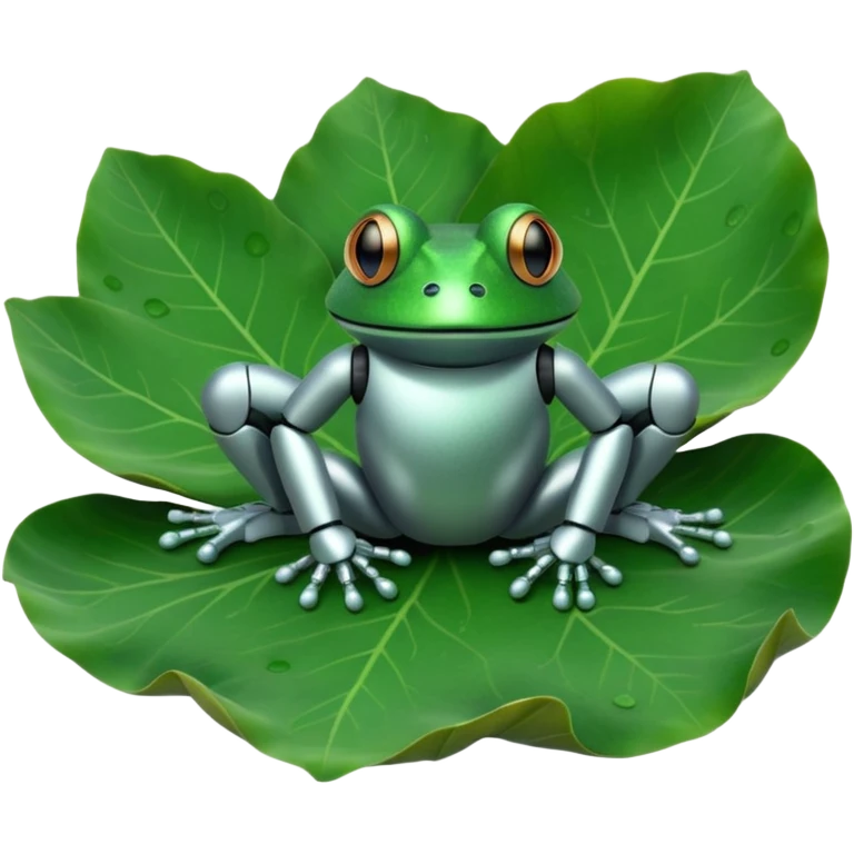 robot frog on lotus leaf emoji