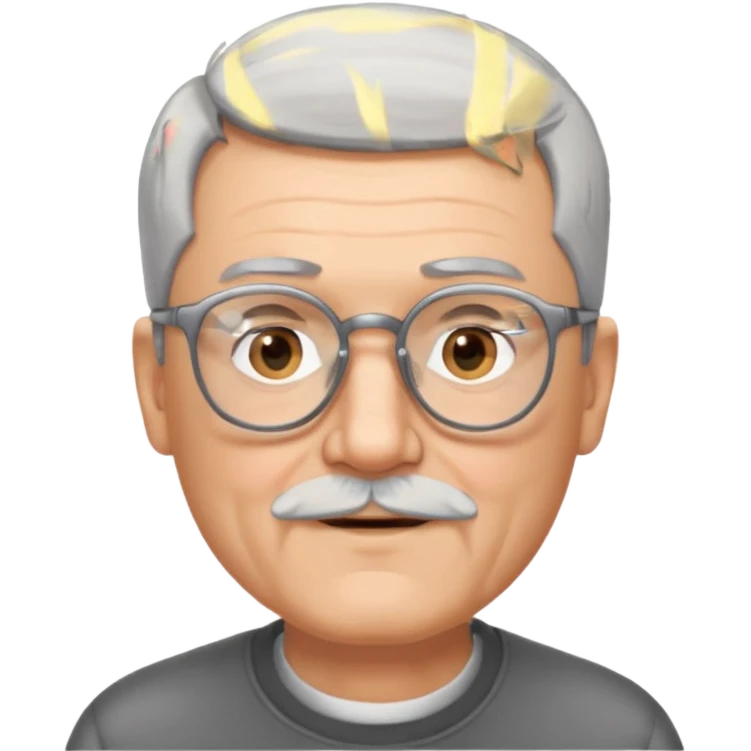 Homme 66 ans cheveux gris en brosse et barbe grise de trois jours lunettes  emoji
